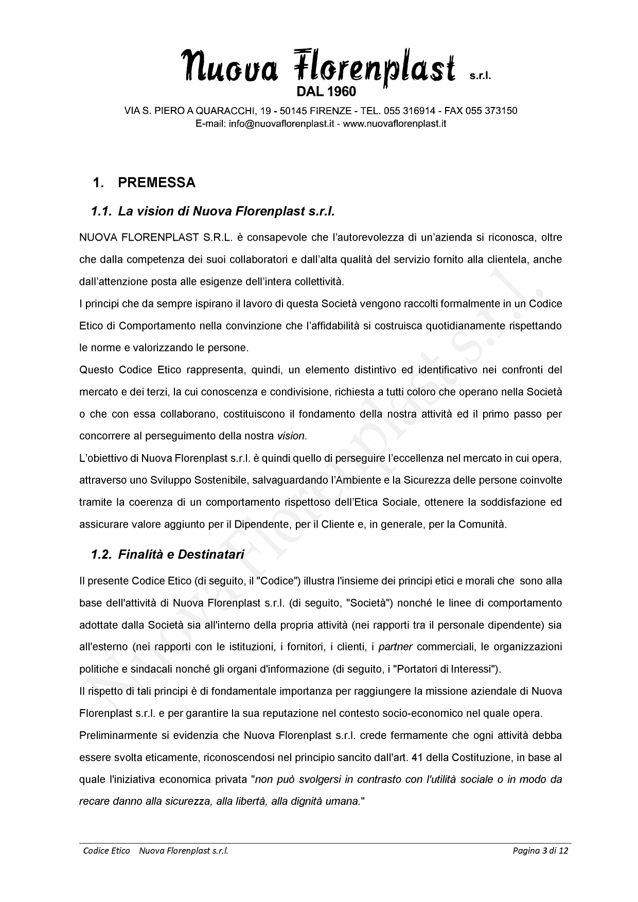 Nuova Florenplast Code of Ethics